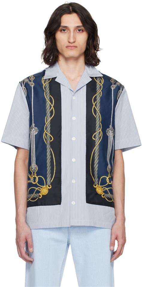 Blue & Navy Nautical Shirt by Versace on Sale 